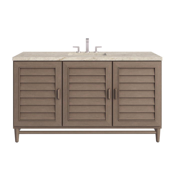 Portland 60" Single Vanity, Whitewashed Walnut, w/ 3 CM Tajnar Eclos Top