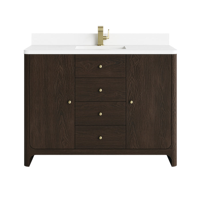 Gracyn 48" Single Vanity, Coastal Driftwood, w/ 3 CM White Zeus Quartz Widespread Top