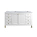 Chicago 60" Double Vanity, Glossy White, w/ 3 CM Carrara Marble Top