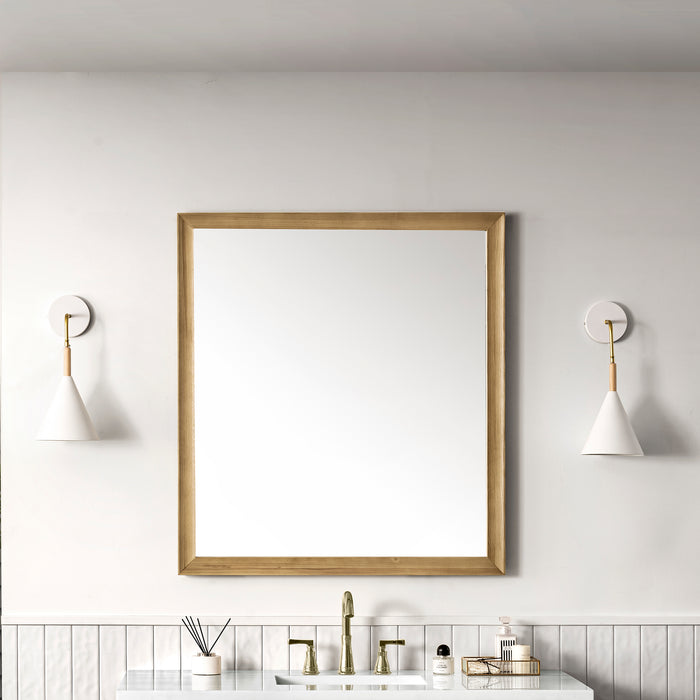 James Martin Glenbrooke 36" Mirror in Light Natural Oak, shown in a bathroom setting