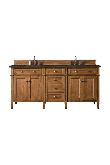 Brittany 72" Double Vanity, Saddle Brown w/ 3 CM Charcoal Soapstone Silestone Top