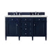 Brittany 60" Double Vanity, Victory Bleu w/ Single Hole 3 CM White Zeus Silestone Top & Backsplash