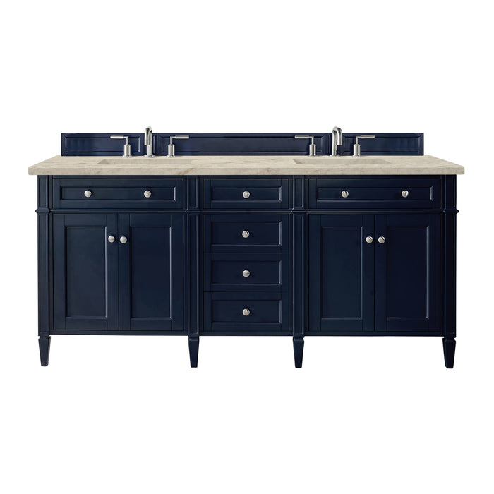 Brittany 72" Double Vanity, Urban Gray w/ 3 CM Ethereal Noctis Silestone Top w/FreePower Wireless Charger
