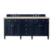 Brittany 72" Double Vanity, Urban Gray w/ 3 CM Ethereal Noctis Silestone Top w/FreePower Wireless Charger