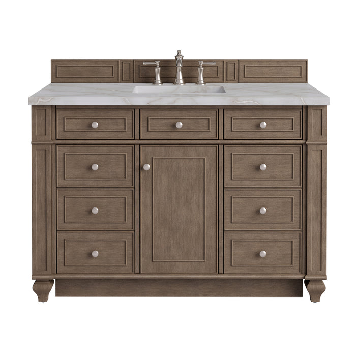 Bristol 48" Single Vanity, Whitewashed Walnut w/ 3 CM Parisien Bleu Silestone Top