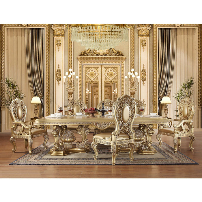 Acme Furniture Seville Double Pedestal Dinning Table - Top in Gold Finish DN00457-1