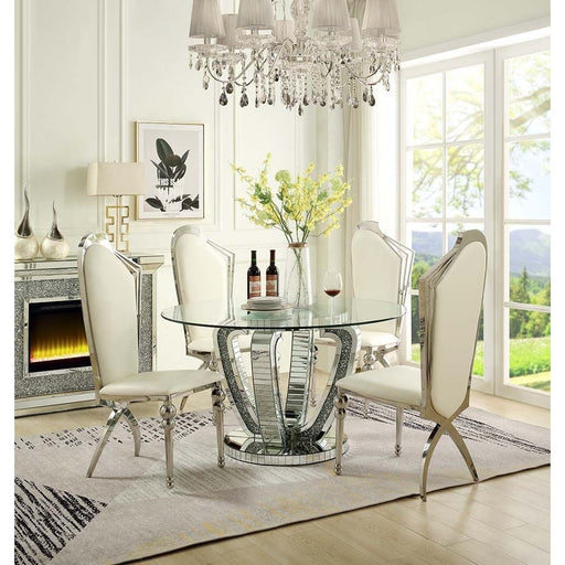 Acme Furniture Noralie Dining Table - Base in Mirrored & Faux Diamonds DN00717-2