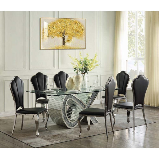 Acme Furniture Noralie Dining Table - Base in Mirrored & Faux Diamonds DN00719-2