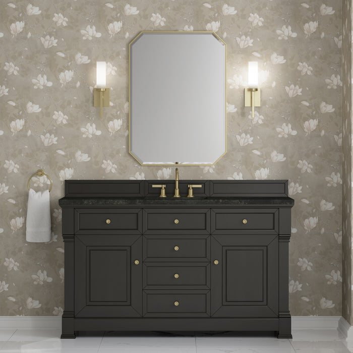 Brookfield 60" Single Vanity, Pecan w/ 3 CM Victorian Silver Silestone Top w/ FreePower Wireless Charger