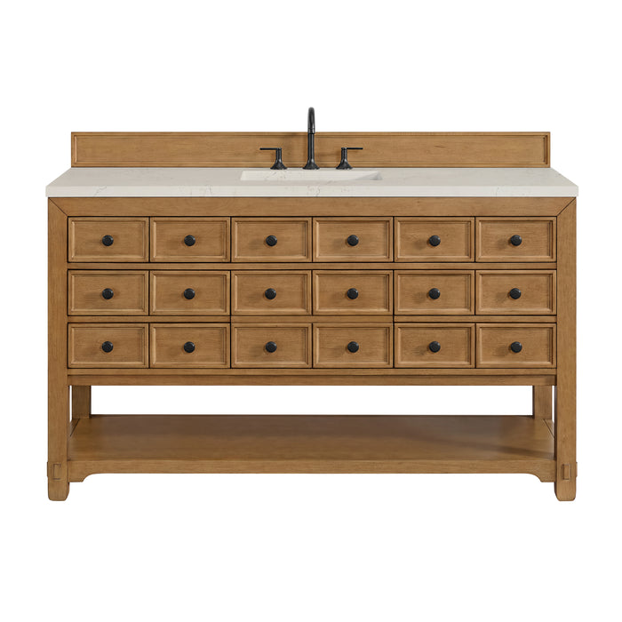 Malibu 60" Single Vanity, Amber Birch, w/ 3 CM Siberian Silestone Top
