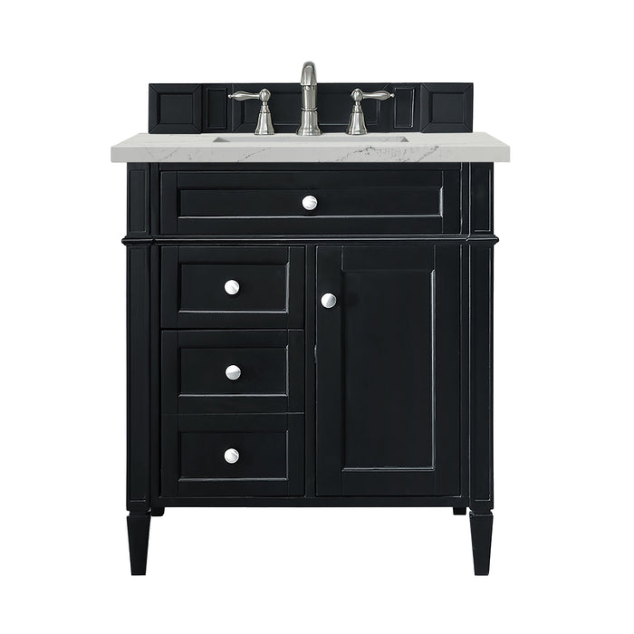 Brittany 30" Single Vanity, Black Onyx, w/ 3 CM Ethereal Noctis Silestone Top