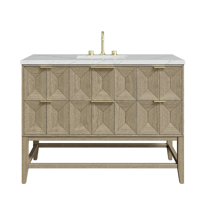 Emmeline 48" Single Vanity, Pebble Oak w/ 3 CM Ethereal Noctis Silestone Top