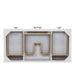 Olena 48" Single Vanity, Light Mappa Burl and Polished White, w/ 3 CM Siberian Silestone Top w/FreePower Wireless Charger