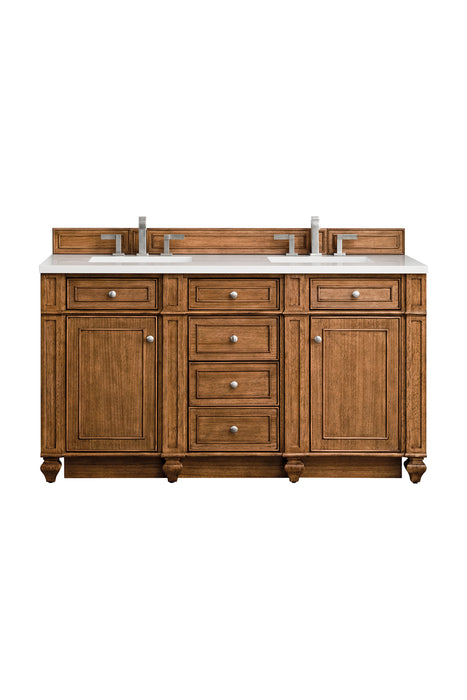 Bristol 60" Double Vanity, Saddle Brown, w/ 3 CM Tajnar Eclos Top