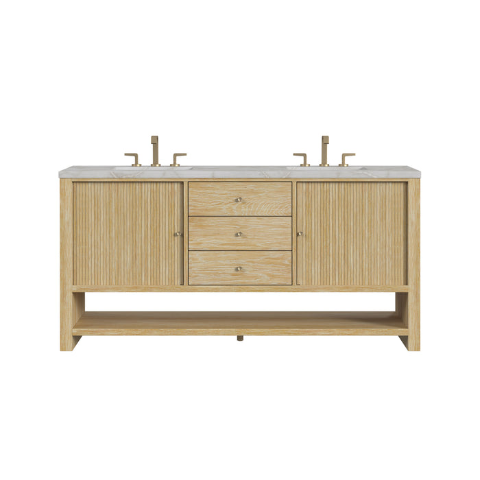 Marigot 72" Double Vanity, Sunwashed Oak w/ 3 CM Victorian Silver Silestone Top