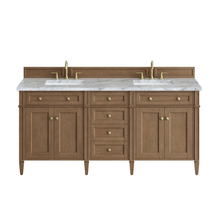 Brittany 72" Double Vanity, Bright White Vanity w/ 3 CM Lime Delight Silestone Top