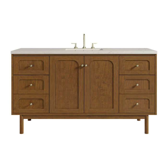 Laurent 60" Single Vanity, Honey Oak w/ 3 CM Siberian Silestone Top