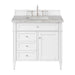 Brittany 36" Single Vanity, Bright White w/ 3 CM Victorian Silver Silestone Top