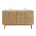 Laurent 60" Double Vanity, Light Natural Oak, w/ 3 CM Eternal Jasmine Pearl Quartz Top