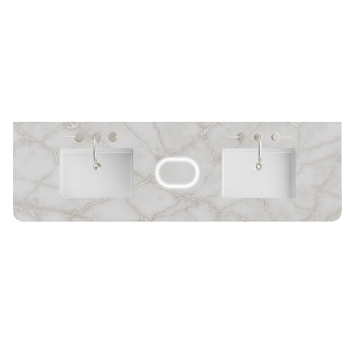 72" Single Radius Cut Top, 3 CM Victorian Silver Silestone w/ Sink & FreePower Wireless Charger
