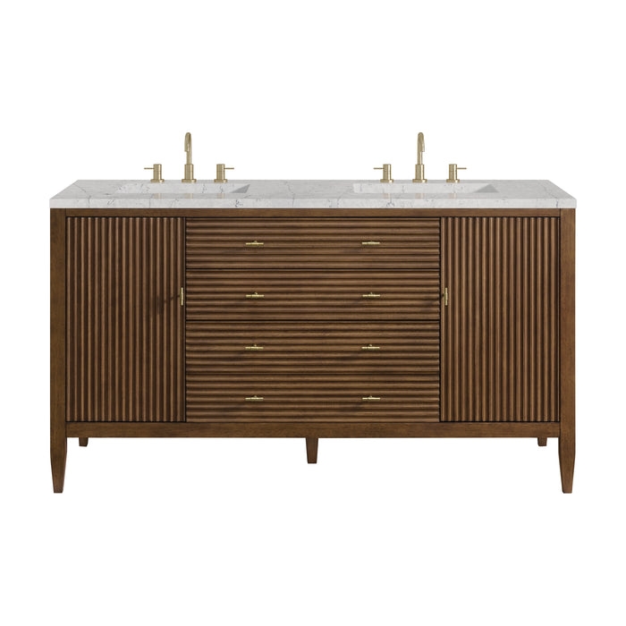 Myrrin 60" Double Vanity, Carbon Oak w/ 3 CM White Zeus Silestone Top