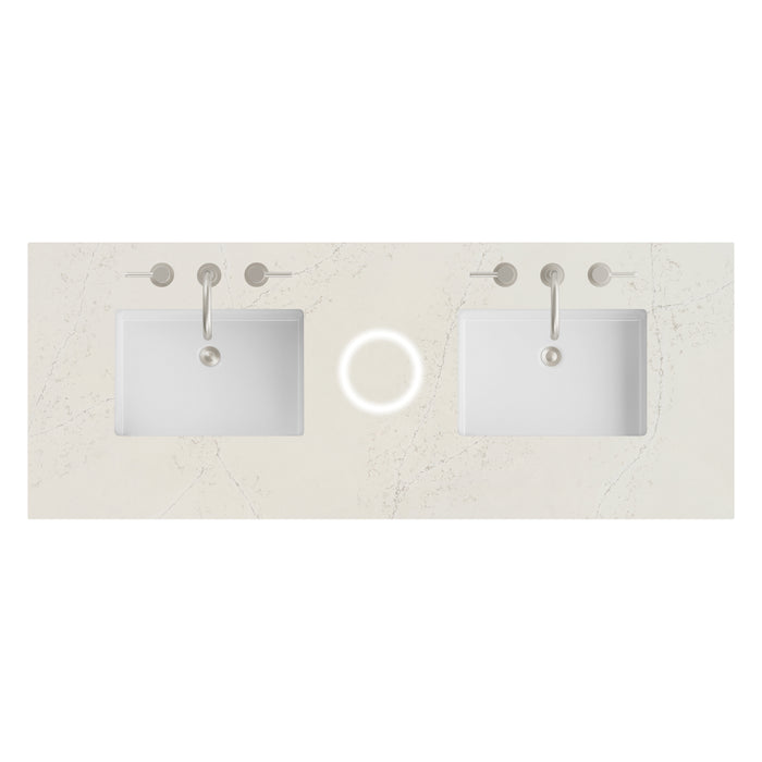 60" Double Top, 3CM Siberian Silestone w/ Sink & FreePower Wireless Charger
