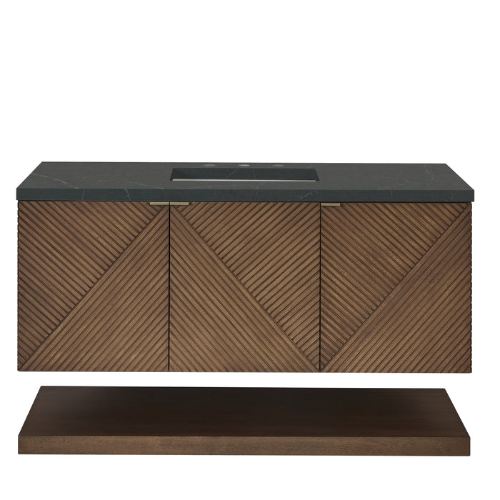 Marcello 48" Single Vanity, Chestnut w/ 3 CM Charcoal Soapstone Silestone Top