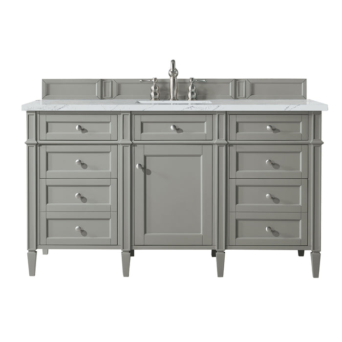 Brittany 60" Single Vanity, Smokey Celadon w/ 3 CM Eternal Jasmine Pearl Top w/FreePower Wireless Charger