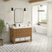 James Martin Malibu 48" Single Bathroom Vanity in Amber Birch, shown in a bathroom setting