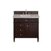 Brittany 36" Single Vanity, Burnished Mahogany w/ 3 CM Victorian Silver Silestone Top