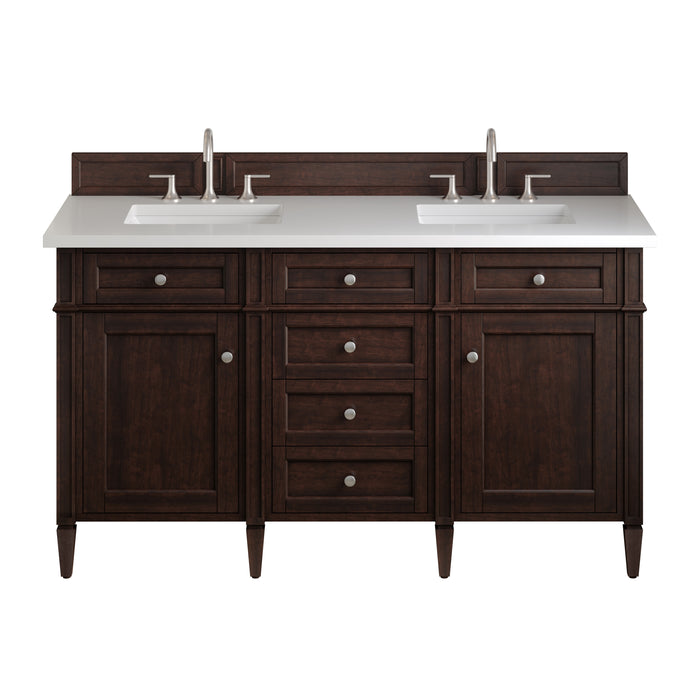 Brittany 60" Double Vanity, Burnished Mahogany, w/ 3 CM Tajnar Eclos Top