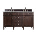 Brittany 60" Double Vanity, Burnished Mahogany w/ 3 CM Ethereal Noctis Silestone Top w/FreePower Wireless Charger