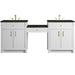 Bellshire 84" Dual Vanity Set with 24" Make-Up Counter, Bright White w/3 cm Phantome Eclos Top
