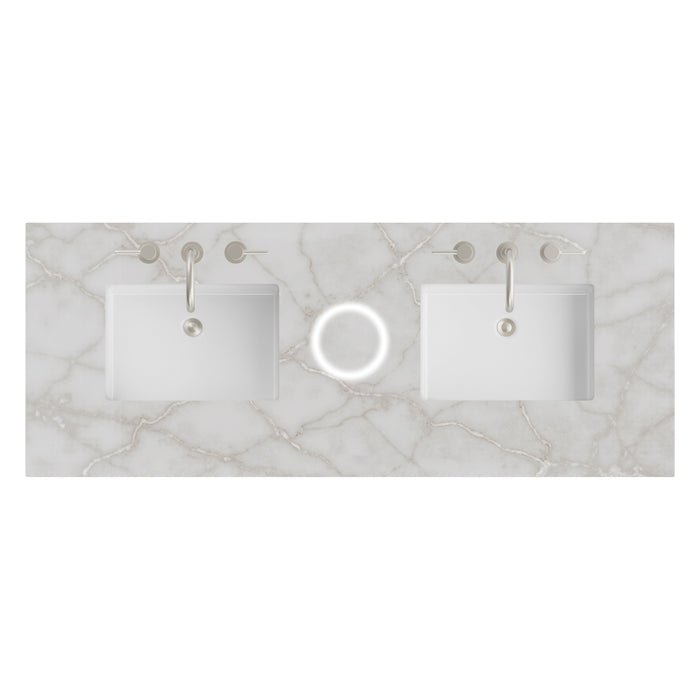 60" Double Top, 3 CM Victorian Silver Silestone w/ Sink & FreePower Wireless Charger
