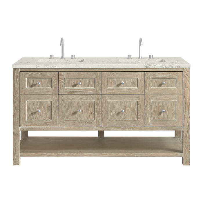 Breckenridge 60" Double Vanity, Serenity Blue, w/ 3 CM Siberian Silestone Top