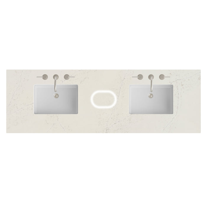 72" Double Top, 3CM Siberian Silestone w/ Sink & FreePower Wireless Charger