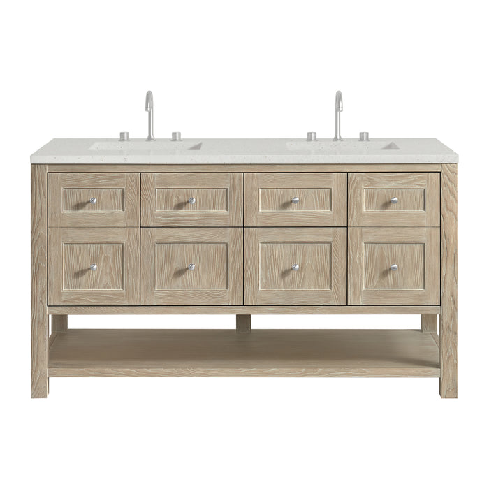 Breckenridge 60" Double Vanity, Serenity Blue, w/ 3 CM Eternal Jasmine Pearl Quartz Top