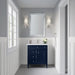 James Martin Brittany 30" Single Bathroom Vanity in Victory Blue, shown in a bathroom setting