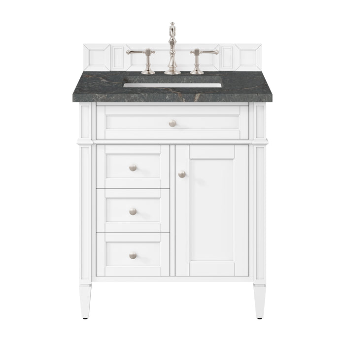 Brittany 30" Single Vanity, Bright White, w/ 3 CM Parisien Bleu Silestone Top