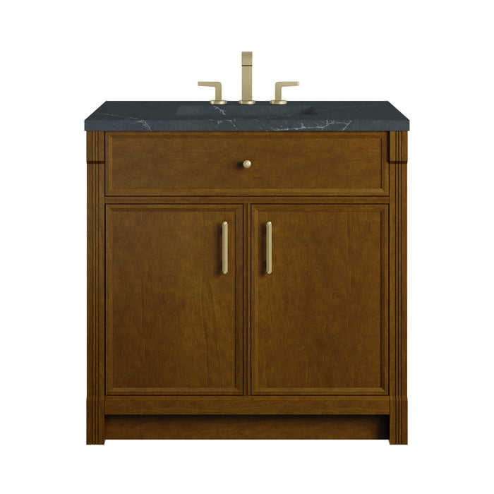 Bellshire 36" Single Vanity, Honey Oak w/ 3 CM Charcoal Soapstone Silestone Top