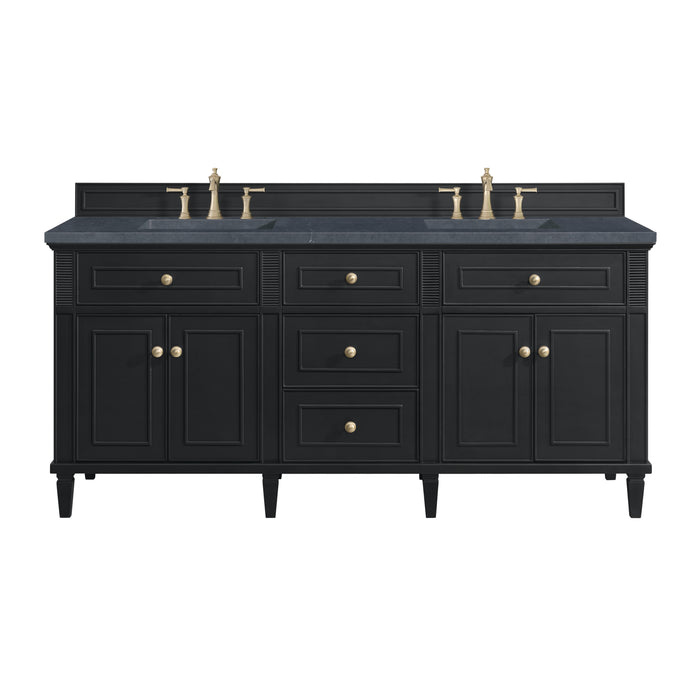 Lorelai 72" Double Vanity, Black Onyx w/ 3 CM Charcoal Soapstone Silestone Top