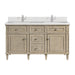 Lorelai 60" Double Vanity, Light Natural Oak w/ 3 CM Victorian Silver Silestone Top w/FreePower Wireless Charger