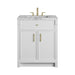 Bellshire 30" Single Vanity, Bright White w/ 3 CM Carrara Marble Top