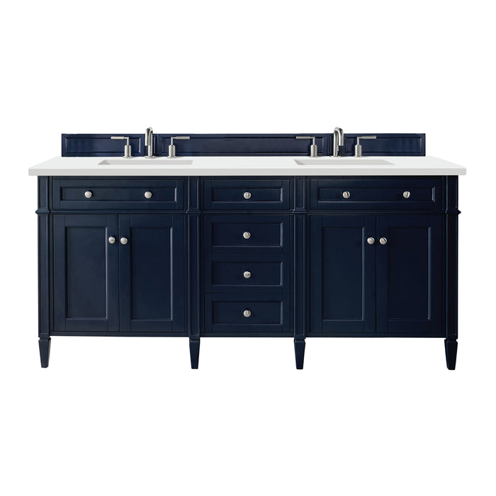 Brittany 72" Double Vanity, Urban Gray, w/ 3 CM Siberian Silestone Top w/FreePower Wireless Charger