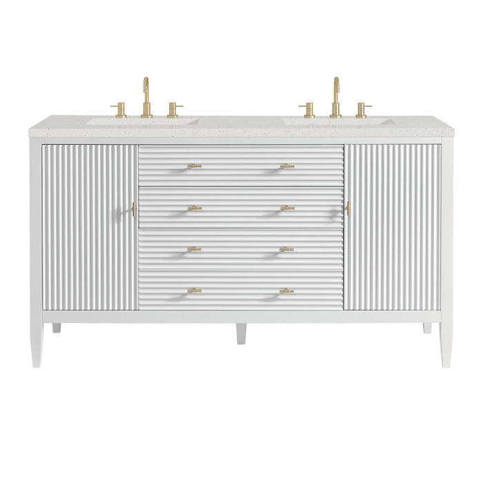 Myrrin 60" Double Vanity, Bright White w/ 3 CM Lime Delight Silestone Top