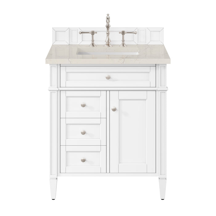 Brittany 30" Single Vanity in Bright White, w/ 3 CM Siberian Silestone Top