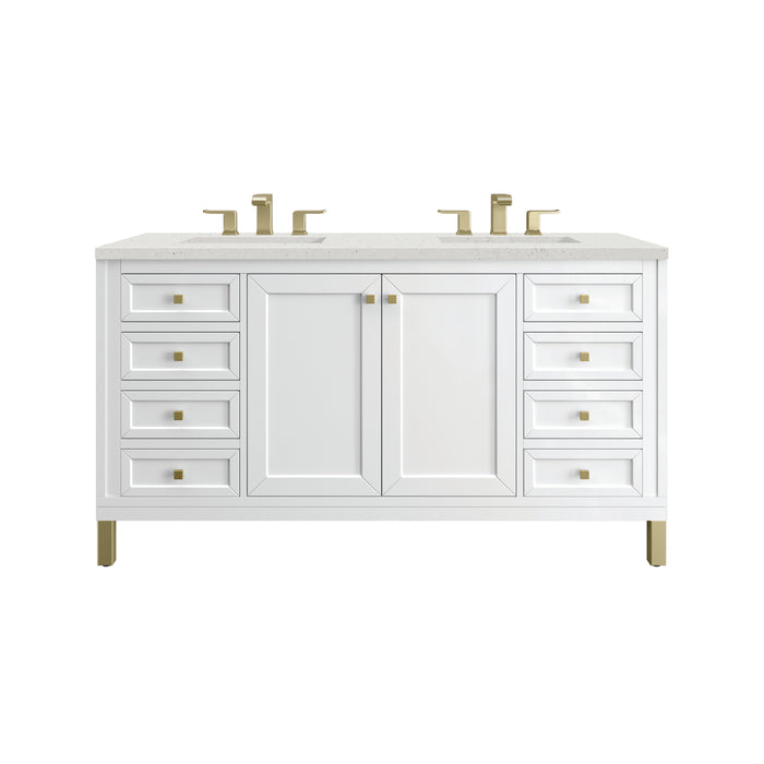 Chicago 60" Double Vanity, Glossy White, w/ 3 CM Lime Delight Silestone® Top