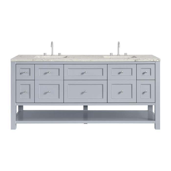 Breckenridge 72" Double Vanity, Smokey Celadon w/ 3 CM Victorian Silver Top