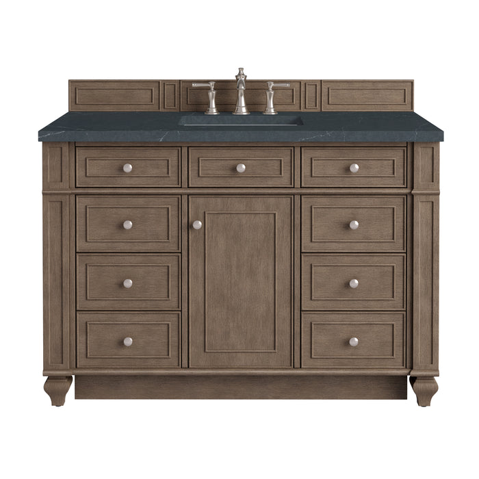 Bristol 48" Single Vanity, Saddle Brown, w/ 3 CM Siberian Silestone Top w/FreePower Wireless Charger