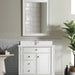 James Martin Bristol 36" Single Bathroom Vanity in Bright White, shown in a bathroom setting